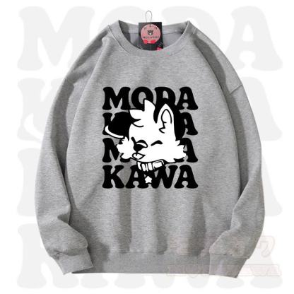 MODAKAWA X popipeko Lovely Puppy Graphic Unisex Sweatshirt - Dark Gray - 3XL - image 10