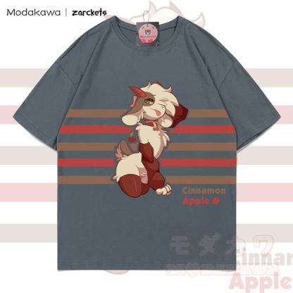 MODAKAWA X zarckets CINNAMON APPLE Goat Graphic 100% Cotton T-shirt - Grey - 5XL - image 5