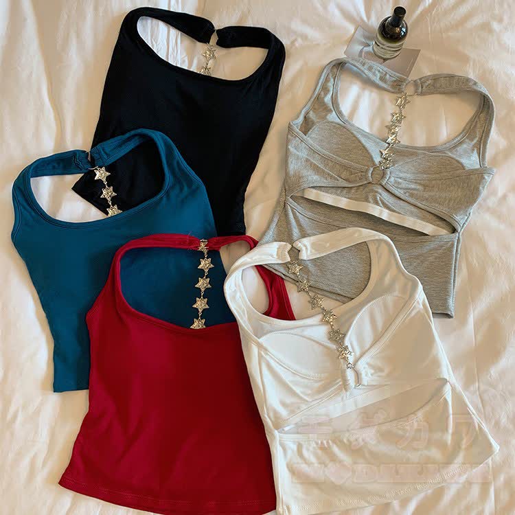 Star Chain Backless Halter Crop Top - image 8