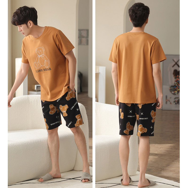 Girlfriend Boyfriend Cartoon Bear Letter Print Cotton Pajamas Set - image 11