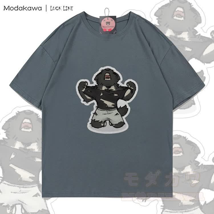 MODAKAWA X LUCK LIKE Tearing Clothes Porto Graphic 100% Cotton T-shirt - Grey - 5XL - image 4