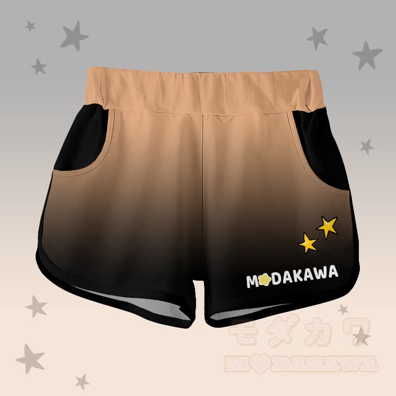 Gradient Capybara Graphic T-shirt Letter Graphic Shorts Modakawa Matching Outfit - Brown & Black Shorts - 5XL - image 8