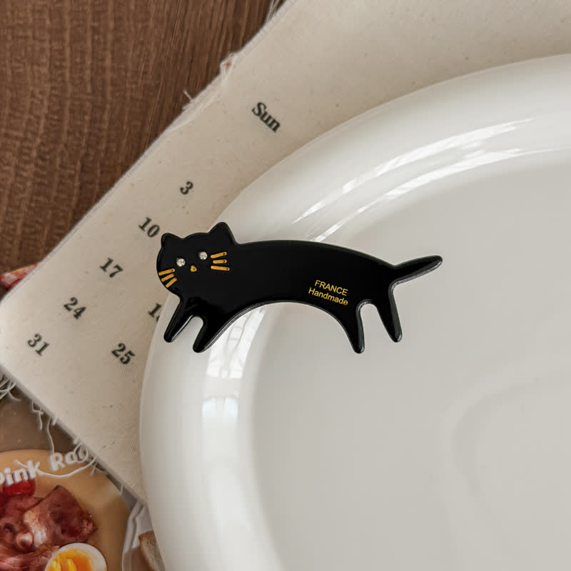 Kawaii Cat Design Acrylic Hair Accessory - Black - image 14