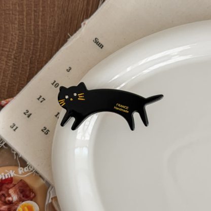 Kawaii Cat Design Acrylic Hair Accessory - Black - image 14