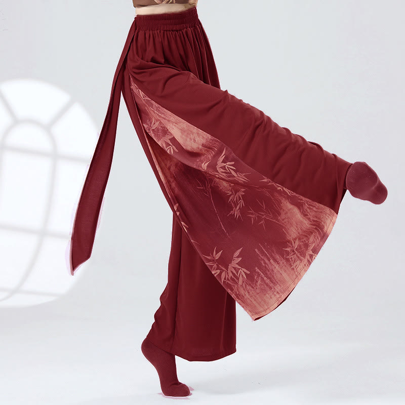Bamboo Print Flowy Dance Pants - Red - XL - image 4