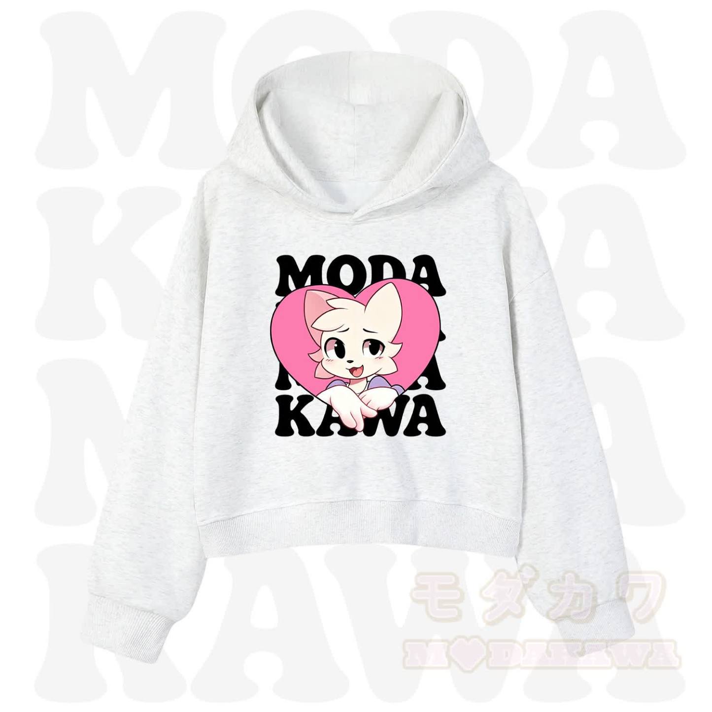  MODAKAWA X zarckets Anime Fox Heart Graphic Hoodie Sweatshirt - Light Grey - 3XL - image 7