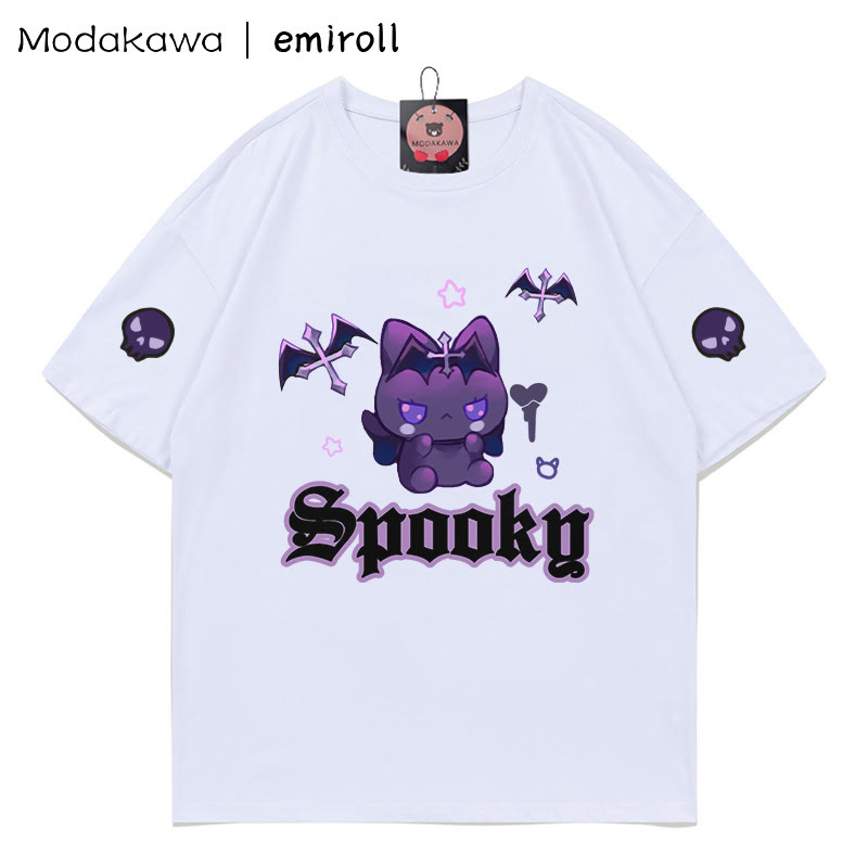 MODAKAWA X emiroll Devil Kitty Print T-shirt - White - 5XL - image 4