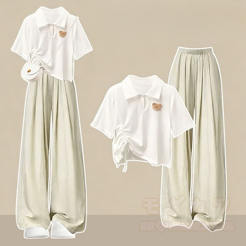 Cute Graphic T-shirt Casual Pants Matching Outfit - Two Pieces Set C - XL - image 3