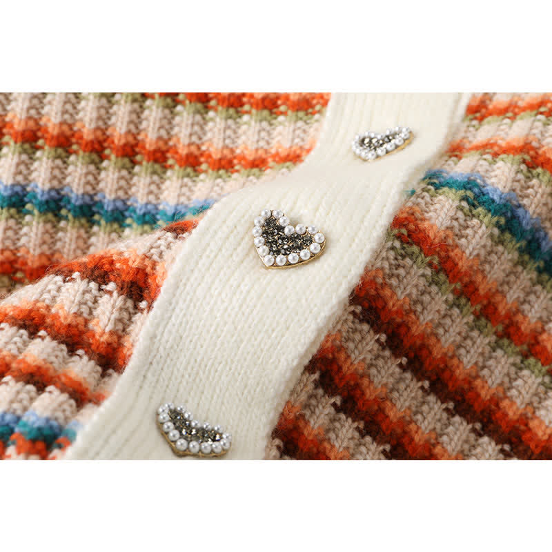 Colorblock Stripe Rainbow Cardigan Sweater Casual Pants Matching Outfit - image 12