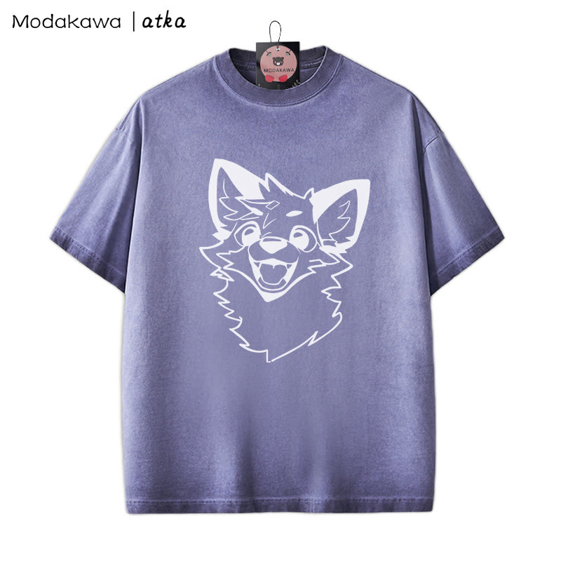 MODAKAWA X atka Fox Graphic Unisex Vintage Washed T-Shirt - Purple - 2XL - image 4