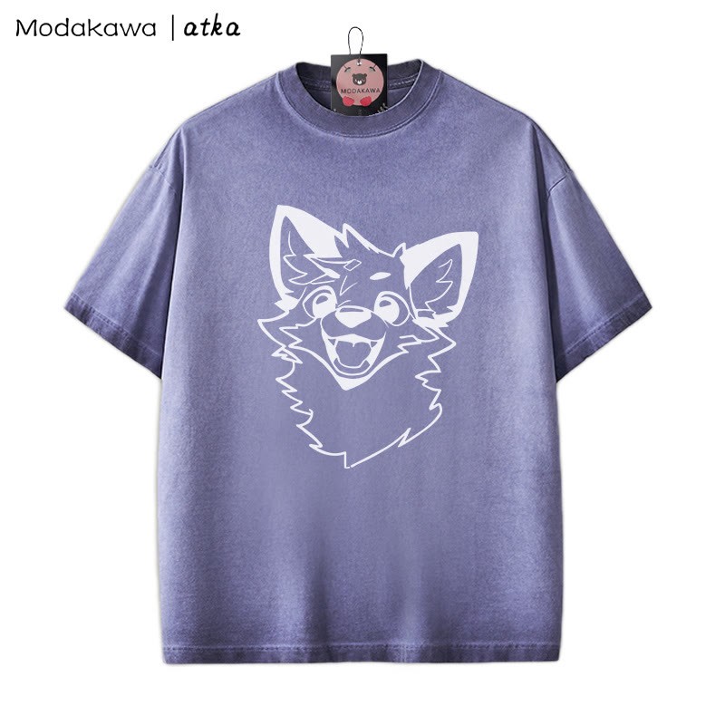 MODAKAWA X atka Fox Graphic Unisex Vintage Washed T-Shirt - Purple - 2XL - image 4