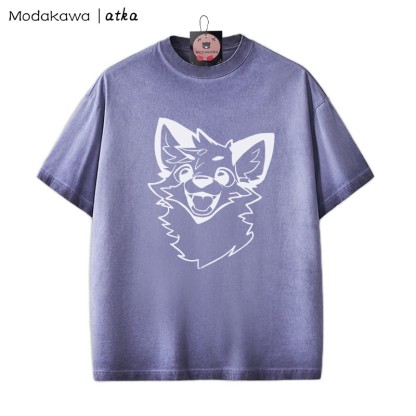 MODAKAWA X atka Fox Graphic Unisex Vintage Washed T-Shirt - Purple - 2XL - image 4