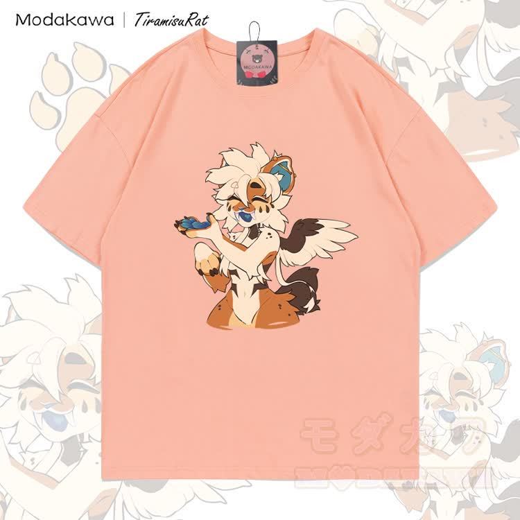 MODAKAWA X TiramisuRat Winged Rat Graphic 100% Cotton T-shirt - Peach - 5XL - image 4