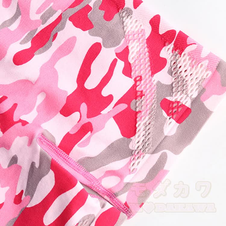 Pink Camo Graphic Cross Back Sports Top Shorts Matching Outfit - image 7