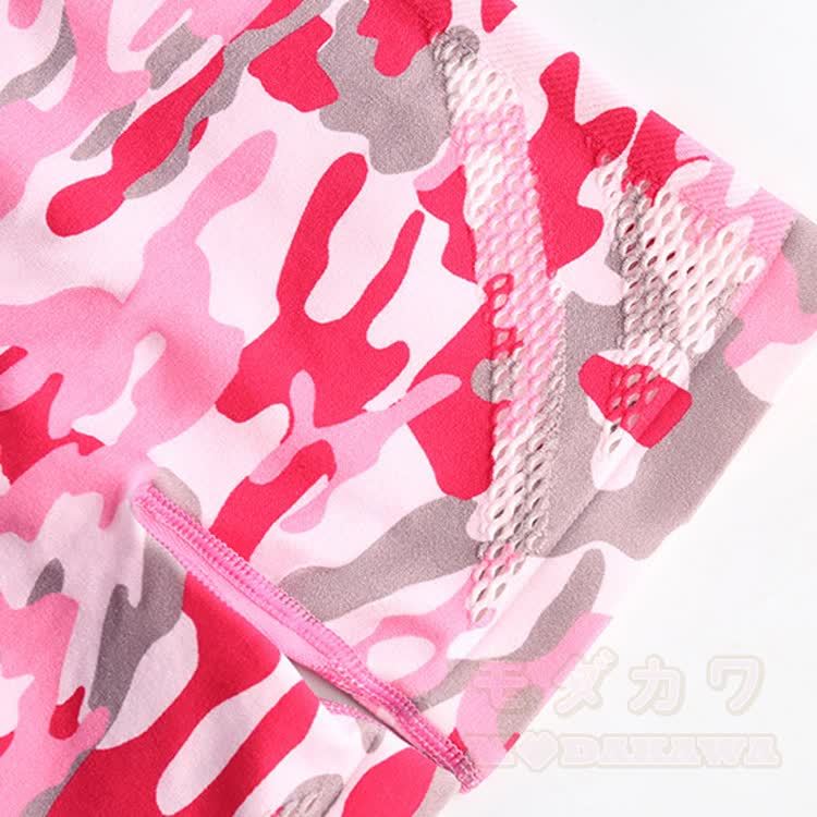 Pink Camo Graphic Cross Back Sports Top Shorts Matching Outfit - image 7