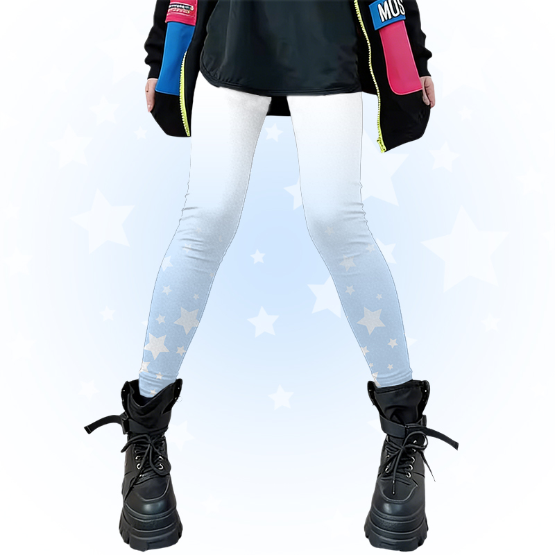 Star Graphic Modakawa Gradient Stretch Leggings - Blue - 4XL - image 3