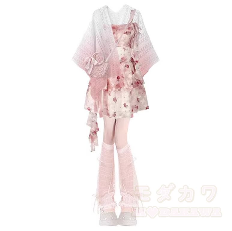 Knit Shawl Floral Cami Dress Matching Outfit - Set - 3XL - image 4