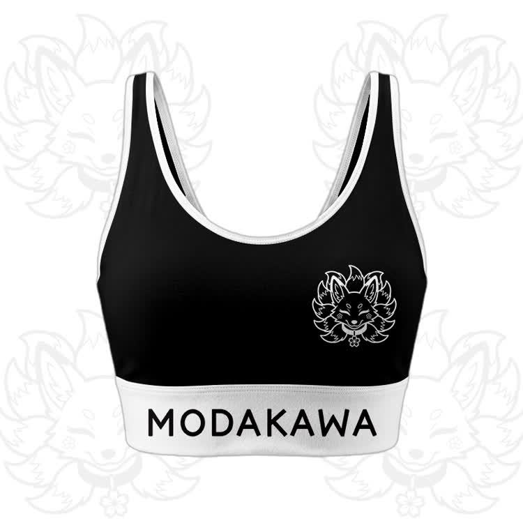 Nine Tailed Fox Graphic Crop Tank Sport Top Shorts Modakawa Matching Outfit - Black Top - 5XL - image 6