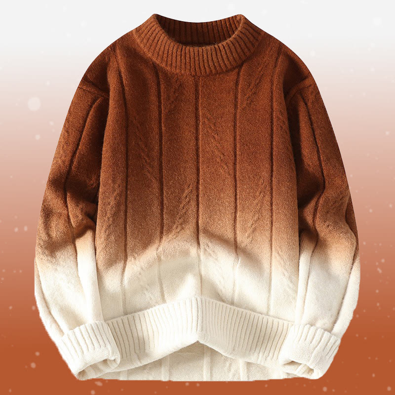 Gradient Knit Sweater Pocket Pants Two Pieces - Brown Sweater - 4XL - image 6