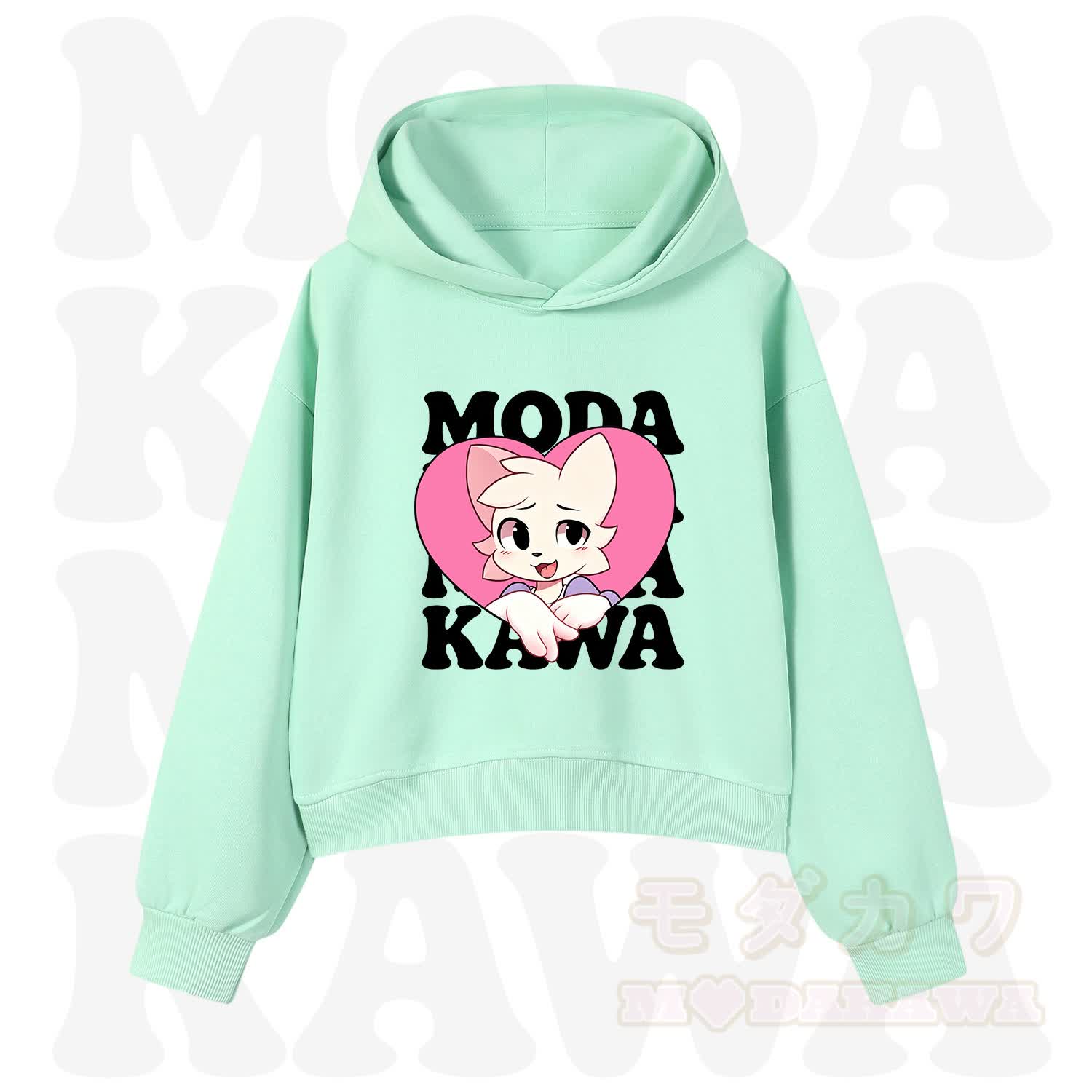  MODAKAWA X zarckets Anime Fox Heart Graphic Hoodie Sweatshirt - Green - 3XL - image 12
