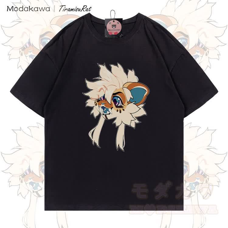 MODAKAWA X TiramisuRat Fluffy Rat Graphic 100% Cotton T-shirt - Black - 5XL - image 5