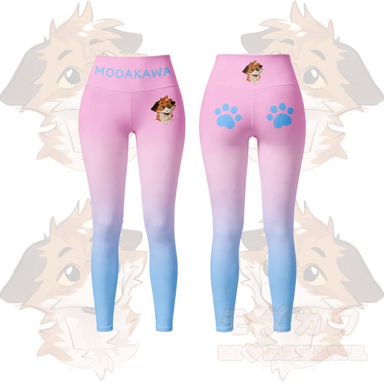 MODAKAWA X atka Fox Graphic Gradient Sports Bra Top Leggings Matching Outfit - Pink Leggings - 5XL - image 8