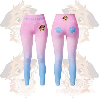 MODAKAWA X atka Fox Graphic Gradient Sports Bra Top Leggings Matching Outfit - Pink Leggings - 5XL - image 8