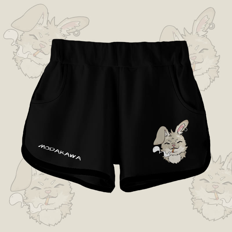 MODAKAWA Gradient Smoking Bunny Graphic Shorts - Black - 5XL - image 5