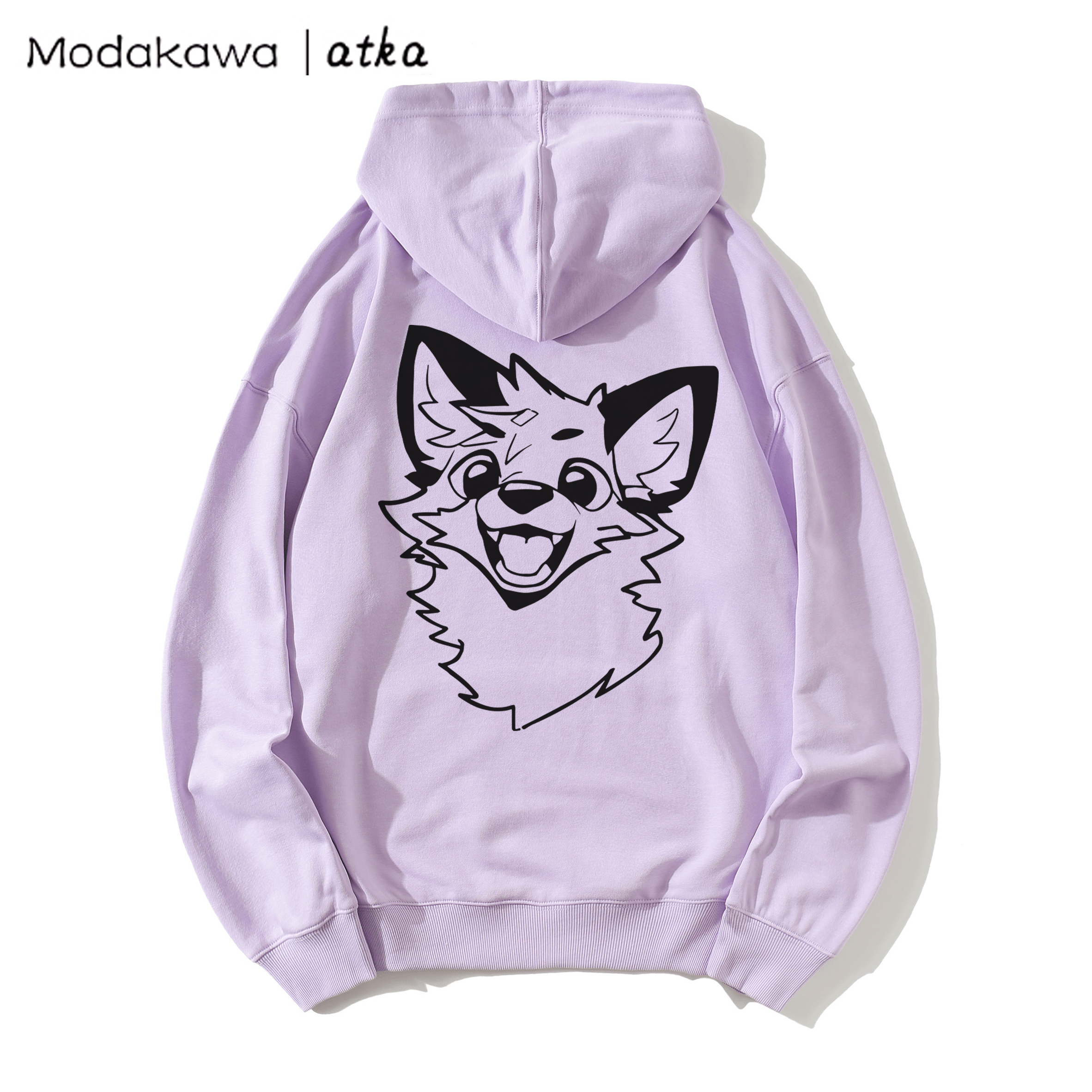 MODAKAWA X atka Fox Print Loose Cotton-Blend Hoodie - Purple - 5XL - image 7