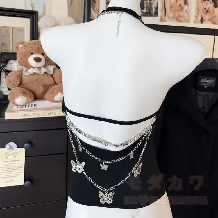 Butterfly Chain Backless Halter Top - image 14