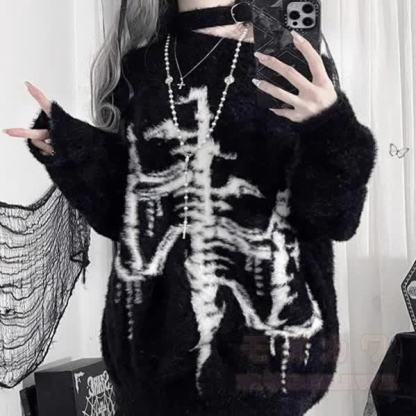 Gothic Streetwear Oversized Knit Sweater - image 3