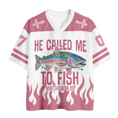 HE CALLED ME TO FIRST Fish Number Graphic Vintage Mesh Jersey T-shirt - image 2