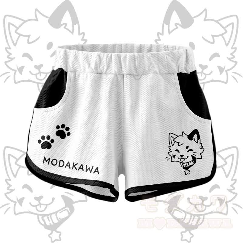 Kitty Graphic Crop Tank Sport Top Shorts Bikini Modakawa Matching Outfit - White Shorts - 5XL - image 8