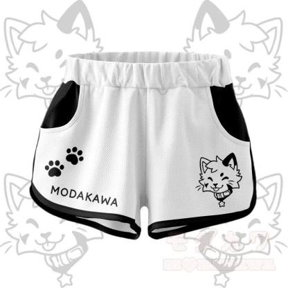Kitty Graphic Crop Tank Sport Top Shorts Bikini Modakawa Matching Outfit - White Shorts - 5XL - image 8