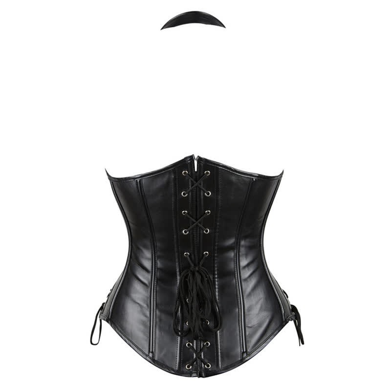 Steampunk Halter Lace Up PU Corset Tops - image 8