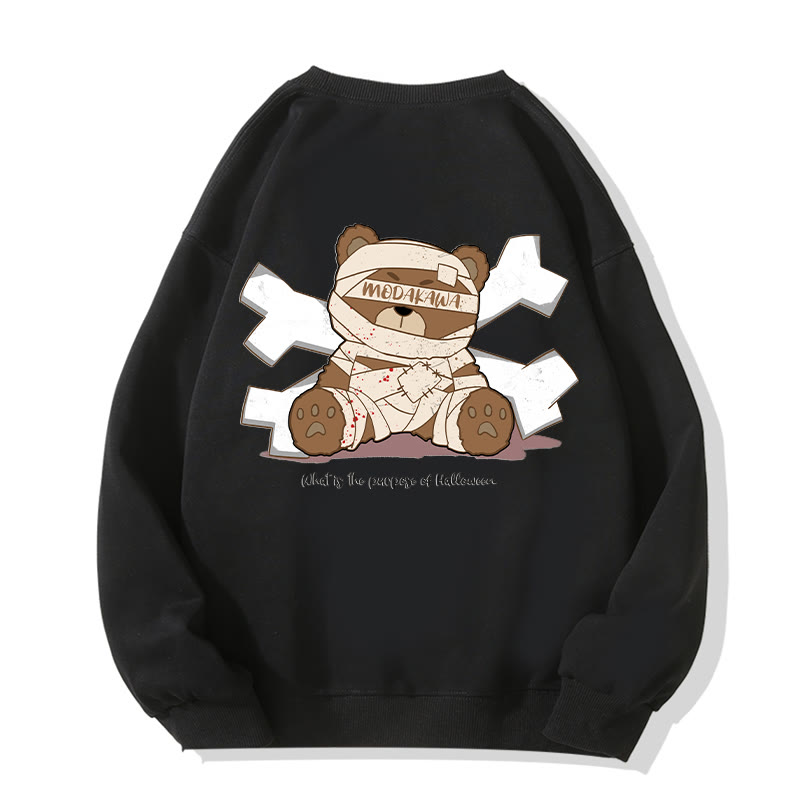 MODAKAWA MUMMY Bear Graphic Unisex Sweatshirt - Black - 5XL - image 5