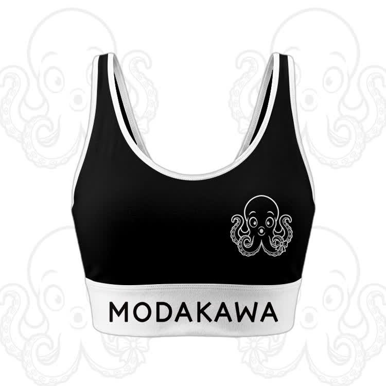 Octopus Graphic Crop Tank Sport Top Shorts Modakawa Matching Outfit - Black Top - 5XL - image 4