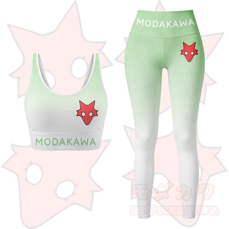 MODAKAWA X TiramisuRat Rat Graphic Gradient Sports Bra Top Leggings Matching Outfit - Green Set - 5XL - image 13
