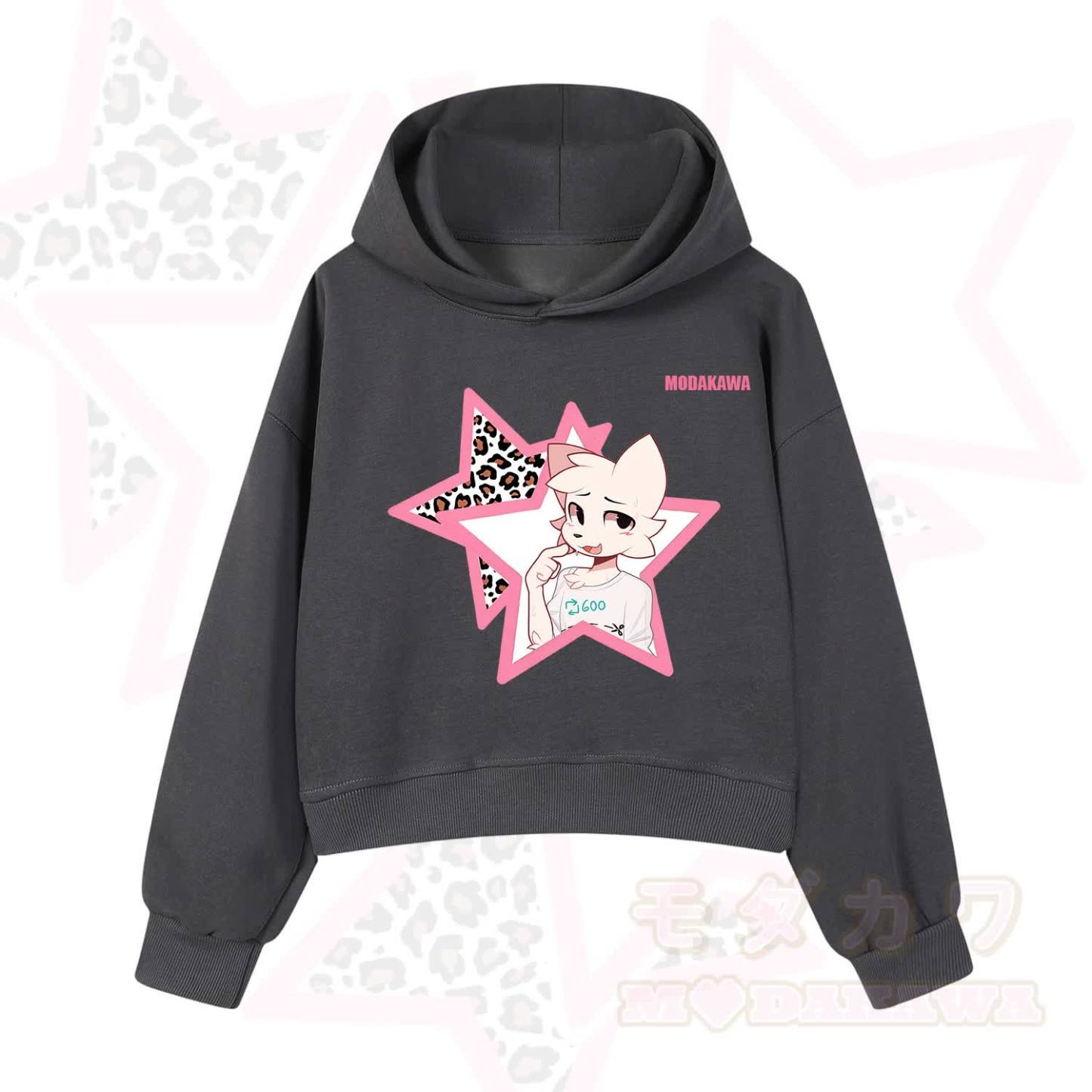  MODAKAWA X zarckets Kawaii Anime Fox Star Graphic Hoodie Sweatshirt - Dark Grey - 3XL - image 9