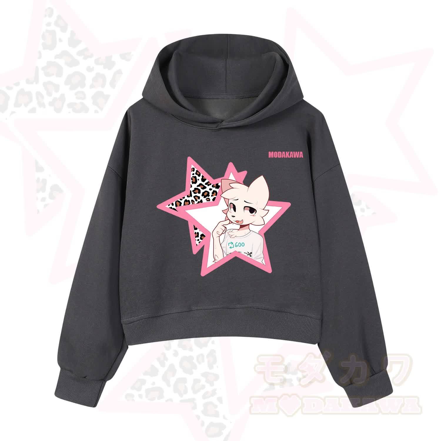  MODAKAWA X zarckets Kawaii Anime Fox Star Graphic Hoodie Sweatshirt - Dark Grey - 3XL - image 9