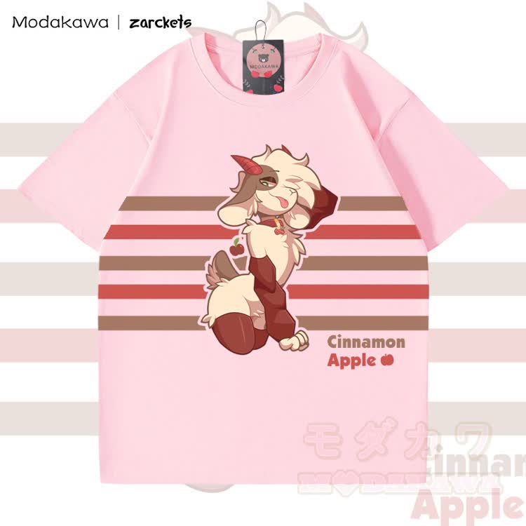 MODAKAWA X zarckets CINNAMON APPLE Goat Graphic 100% Cotton T-shirt - Pink - 5XL - image 4