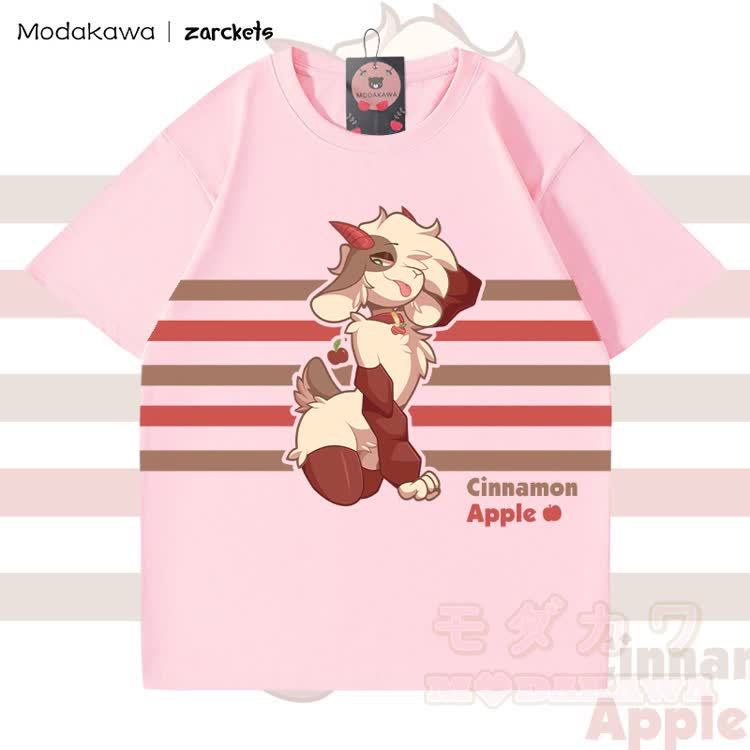MODAKAWA X zarckets CINNAMON APPLE Goat Graphic 100% Cotton T-shirt - Pink - 5XL - image 4