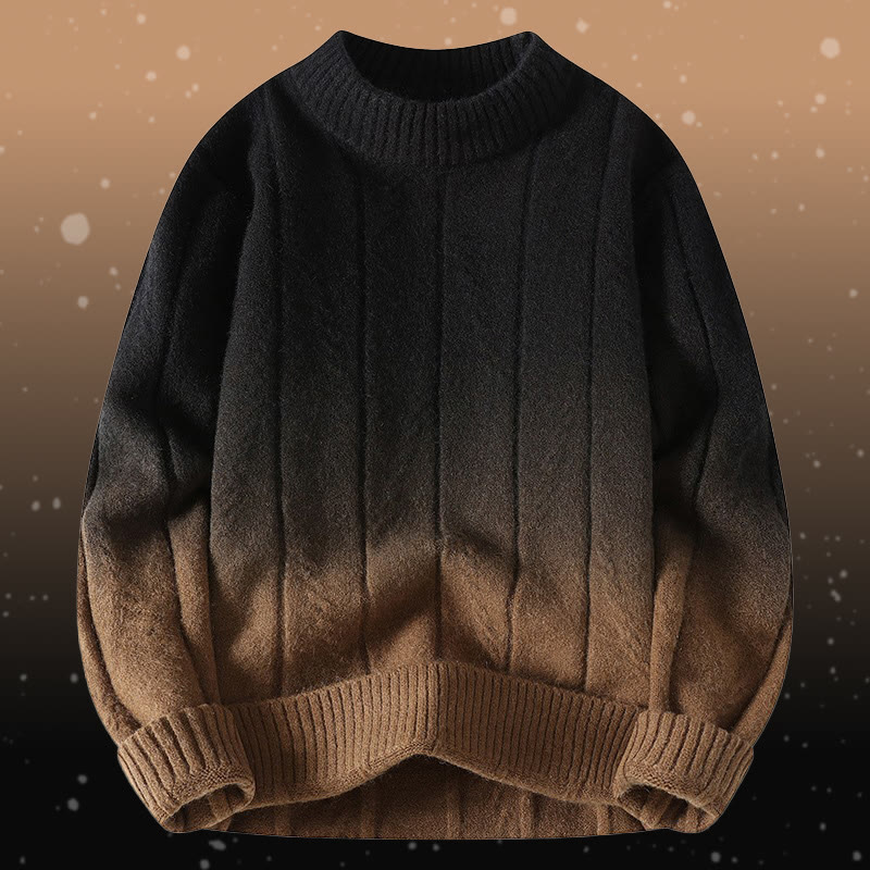 Gradient Knit Sweater Pocket Pants Two Pieces - Black Sweater - 4XL - image 7