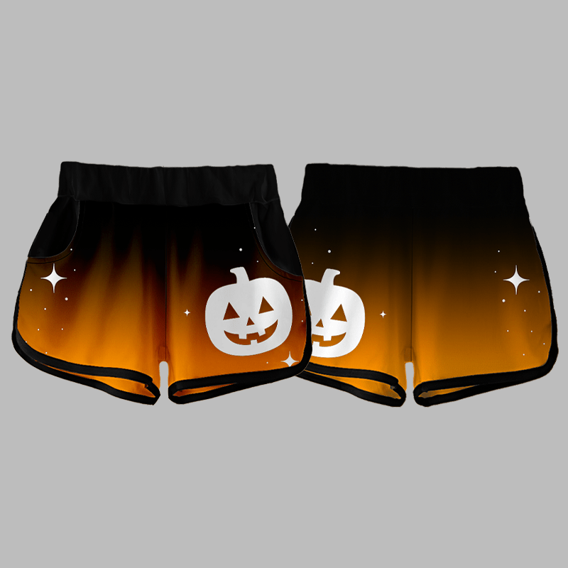 Gradient Pumpkin Halloween Graphic Shorts - image 3