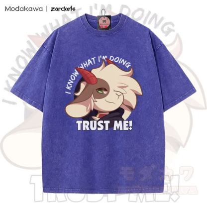 MODAKAWA X zarckets TRUST ME! Goat Graphic Vintage Washed T-shirt - Blue - 5XL - image 5