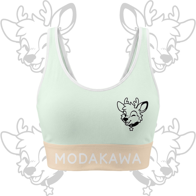 Deer Graphic Crop Tank Sport Top Shorts Bikini Modakawa Matching Outfit - Green Top - 5XL - image 5