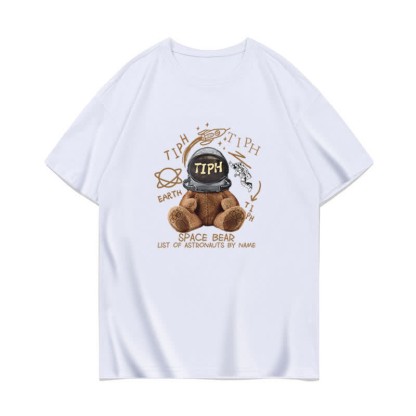 Cartoon Bunny Bear Sheep Print Loose T-Shirt - White C - 3XL - image 12