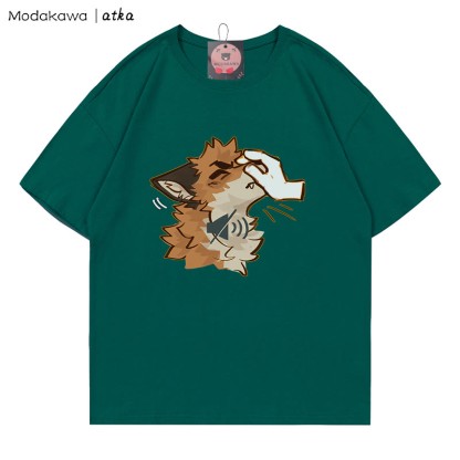 MODAKAWA X atka "Shhh" Fox Graphic T-shirt - Olive Green - 5XL - image 4