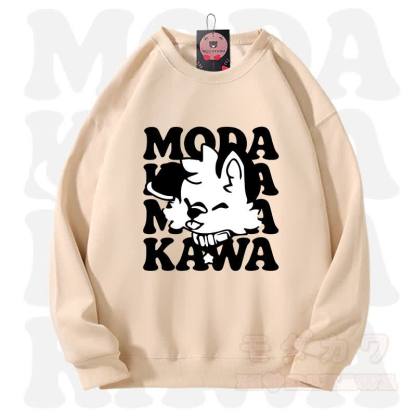 MODAKAWA X popipeko Lovely Puppy Graphic Unisex Sweatshirt - Beige Apricot - 3XL - image 6