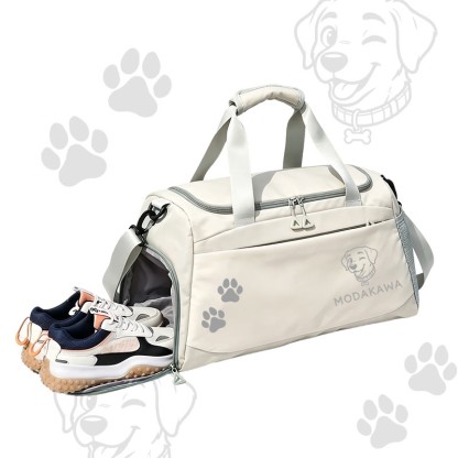 Tongue Out Puppy Graphic Modakawa Large Capacity Sports Gym Duffel Bag - White - 55*28*26 cm - image 5